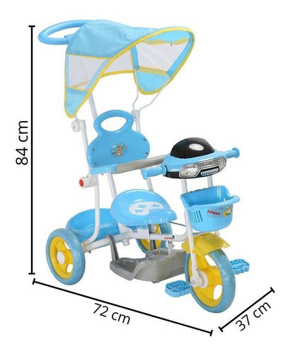 Triciclo Infantil 2 Em 1 Importway Toldo Luzes Música Azul 1