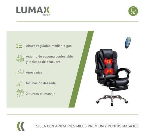 Lumax Miles Executive Chair with Massage and Premium Footrest Offer 2