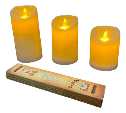 Juego X 3 Velas Led Con Moviiento Importadas Pila 15-12-10cm 0