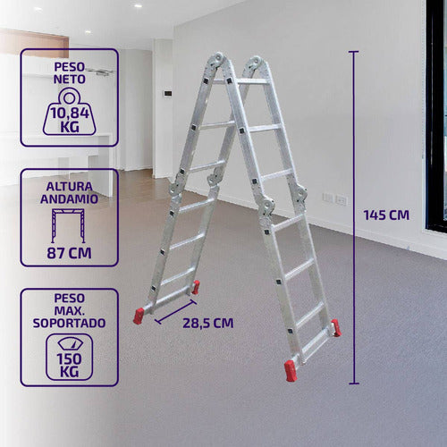 Botafogo Articulated Ladder 12 Steps 3x4 Up to 150kg - Rex 1