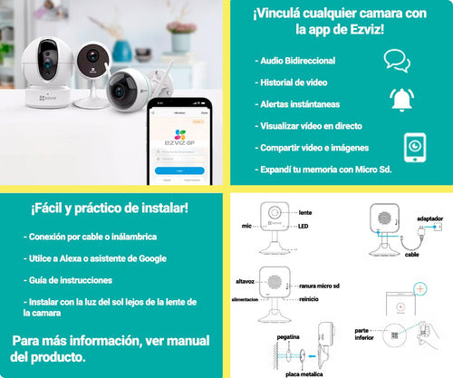 Combo Security Camera Ezviz C1HC HD + 64GB MicroSD PCREG 4