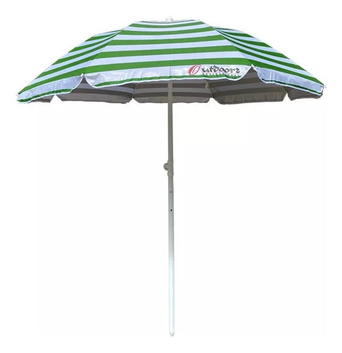 2m Beach Umbrella Reinforced 100% UV Protection Reclining 0