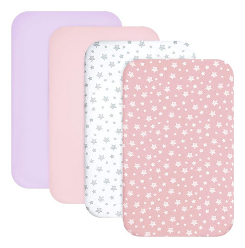 ~? Mini Portable Crib Sheets 4 Pack Para Niñas (38  X 24 ), 0