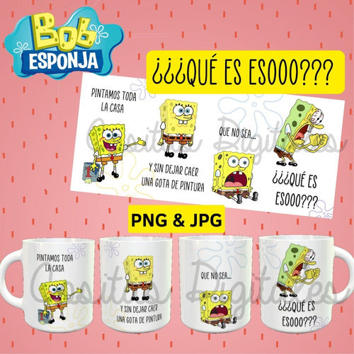 Cositas Digitales Plantillas Imprimibles Para Sublimar Tazas De Bob Esponja 1