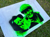 Cuadro Sobre Bastidor Estilo Stencil Street Art Verde Fluor 4