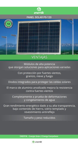 120W Polycrystalline Photovoltaic Solar Panel PS-120 by Enertik 3