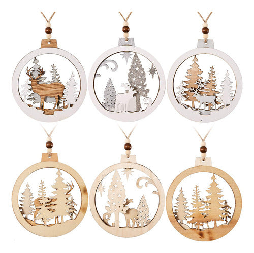 ZKZX Wooden Hanging Christmas Ornaments, Wooden Decorations 1