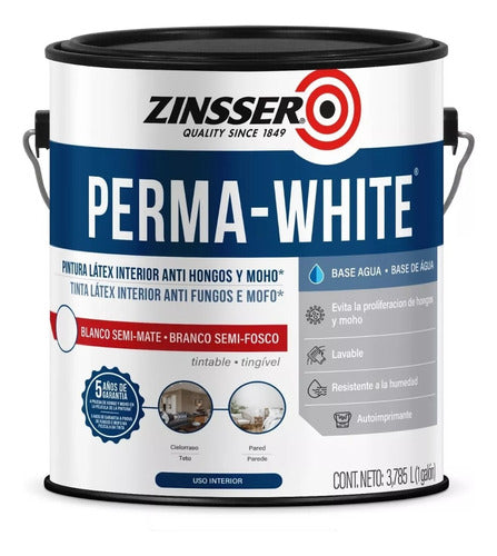 Rust-Oleum Zinsser Perma White X4 L Semi Mate Pintu Don Luis Mdp 0