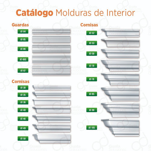 Guala Telgopor AT52 Styrofoam Molding for Interior Ceiling Wall Cornice 2M 7