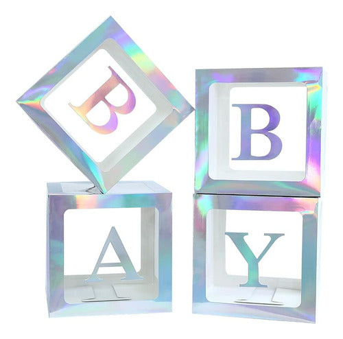 China Cubo Letras Baby Tornasol 4 U Baby Shower Decoracion Eventos 0