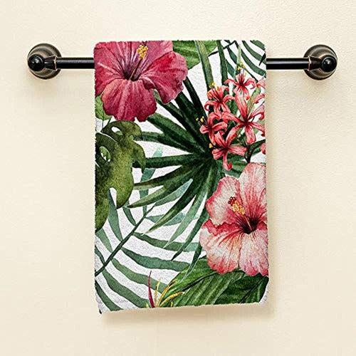 Hgod Designs Tropical Flower Hand Towels, Palm Leaves 1