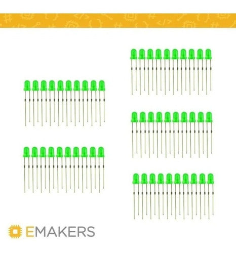 Combo 50pcs 3mm Green Round LEDs for Arduino by Emakers 2