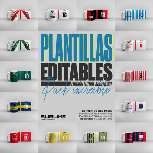 SublimeShop Pack Futbol Arg Plantillas Editables Tazas Sublimar 0