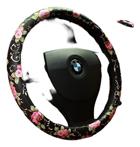 Binsheo PU Leather Car Steering Wheel Cover, for Women Girls Ladies 0