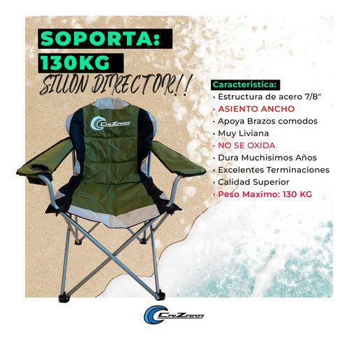 Ubatuba Director Chair Caizara Foldable XL Supports 130kg Camping 1