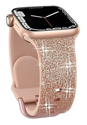 Ieoviee Glitter Mesh Band for Apple Watch Series 7 6 5 4 3 2 44 45mm 0