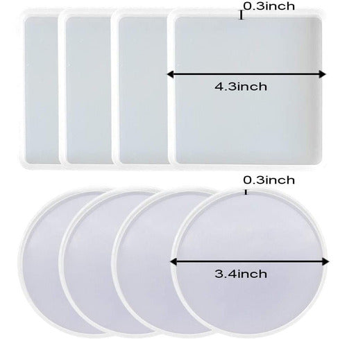 F FYJS Silicone Resin Coaster Molds - Round and Square Set of 8 3