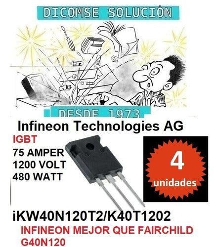 Infineon Technologies AG Ikw40n120t2 40n120 Igbt 75a 1200v 480w To247 X 4 Unidade 0