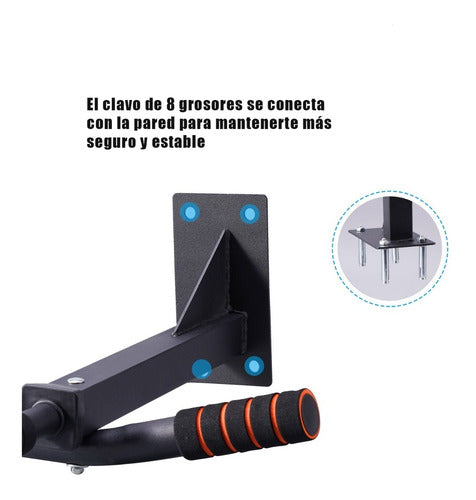 Barra Dominadas Reforzada 150k Para Pared Incluye Tornillos 6