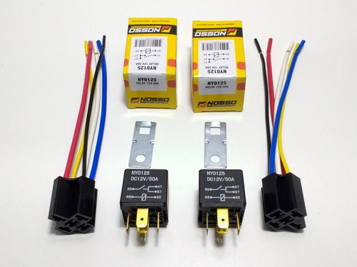 Kit 2 Relay Nosso Ny0125 Con 2 Fichas 5 Patas 12 Volt 50 Amp 1