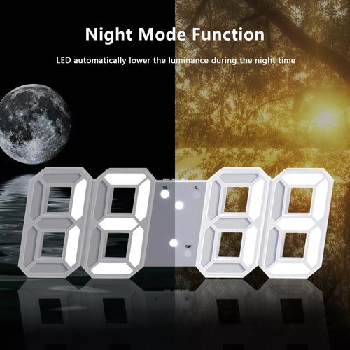 ULI JANUIOT Digital 3D Numbers LED Alarm Clock for Wall & Desk 4