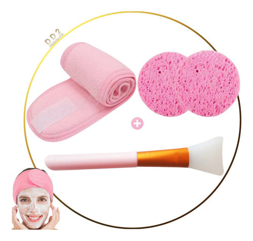 DD2 Set X4 Beauty Facial Care Headband + Sponge + Spatula 1