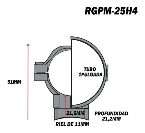 Anillas Montaje Utg Accushot Alta 1 PuLG Aluminio Rgpm-25h4 1