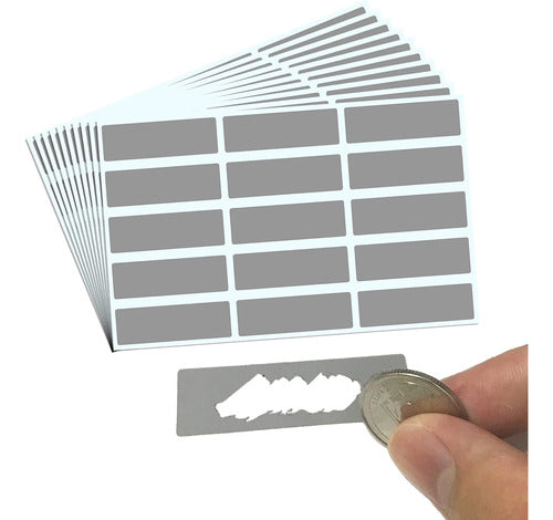 Stickers Para Raspar Rectangulares 48x15mm Plateado 150u 0