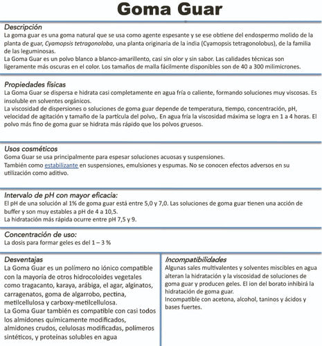 Goma Guar 1 Kilo Espesante Estabilizante Uso Cosmético 1