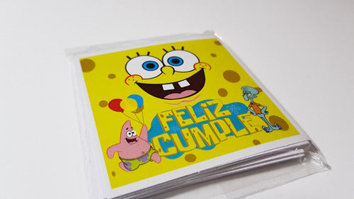 MuchoEvento Stickers Deco Feliz Cumple Bob Esponja Autoadhesivos X30u 0