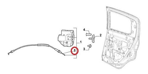 Cable Cerradura Puerta Trasera Izquierda Electrica Fiat Mobi 3