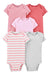 Carter's Baby Bodysuit Pack - Short Sleeve Stripes & Solids in Pink & Gray 2