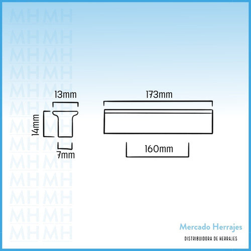 Manija Tirador Barra T Aluminio 160 Mm Mueble Puerta Cajón 1