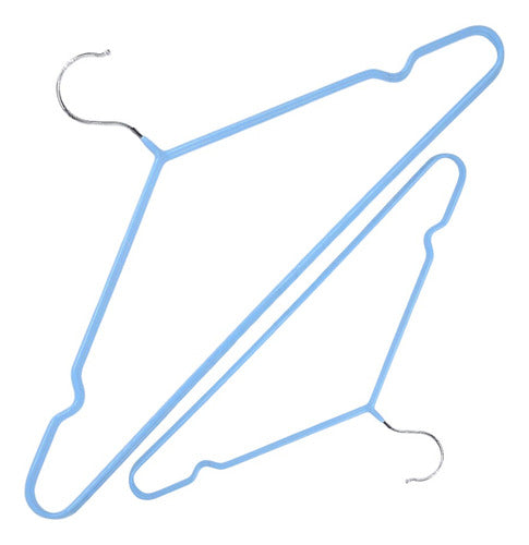 AntePlast Ultra Thick Sky Blue Rubber-Coated Hangers X20 with Strap Notches 0