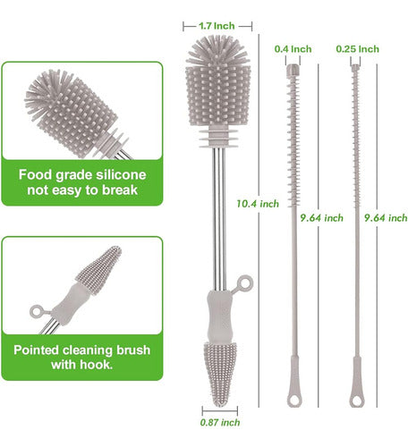 Haakaa Silicone Cleaning Brush Kit, Bottle Brush and Nipple Brush Set 1