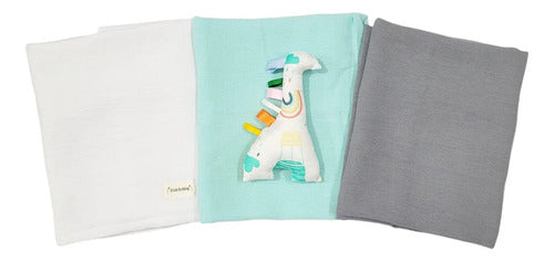 ILUBABYOK Pack of 3 Muslin Receiving Blankets 2