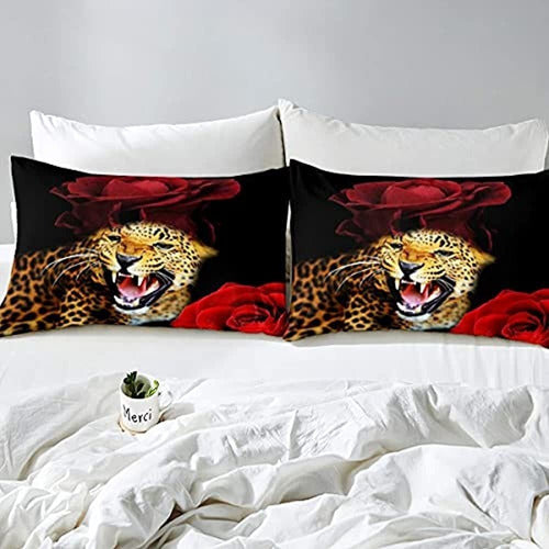 Juego De Ropa De Cama De Leopardo Para Adultos, Niños, Rosa 4