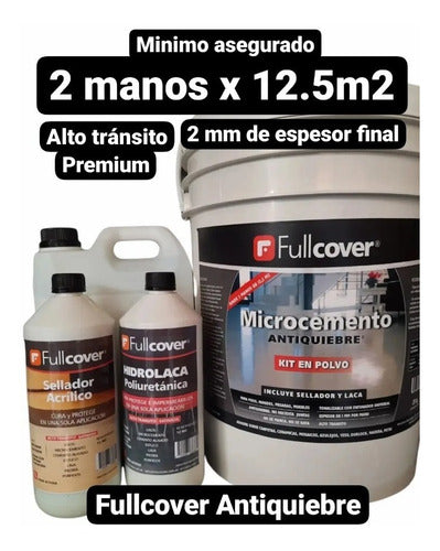 Full Cover Microcemento 12m2 Antiquiebre Tonalizable Pisos Y Paredes 0