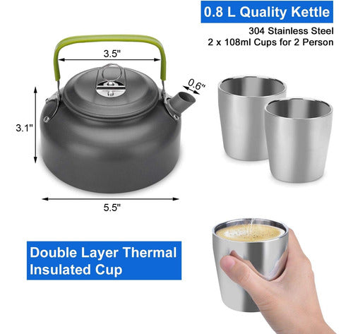 Odoland Camping Cooking Set with Gray Stainless Steel Pot 4