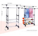 Robust Double Rail Adjustable Clothes Rack - Heavy Duty Portable Clothing Hanger on Wheels 2