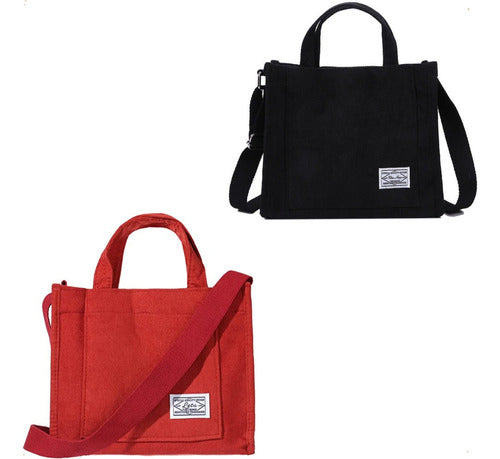 Set of 2 Small Women's Handbags Crossbody Shoulder Bag in Soft Corduroy Fabric 10