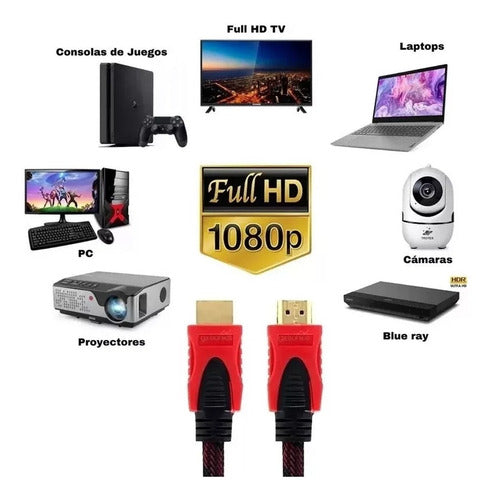 Cable Hdtv Full Hdtv Mallado 1080p 10 Metros Dvd 2