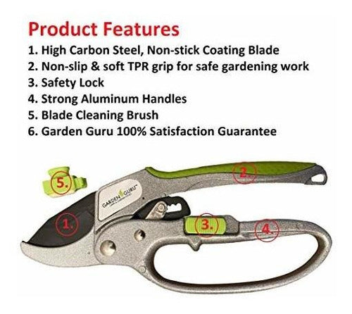 Garden Guru Ratchet Pruning Shears - Professional Garden Cutters 1