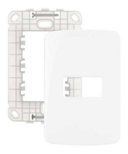 Conjunto 4×2 Linha B3 Branco Sleek Placa 1 Postos + Suporte 0