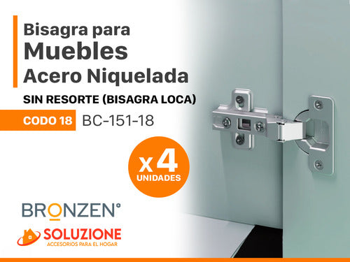 Bisagra 35mm Codo 18 Sin Resorte Muelle Premium X 4 Unidades 1