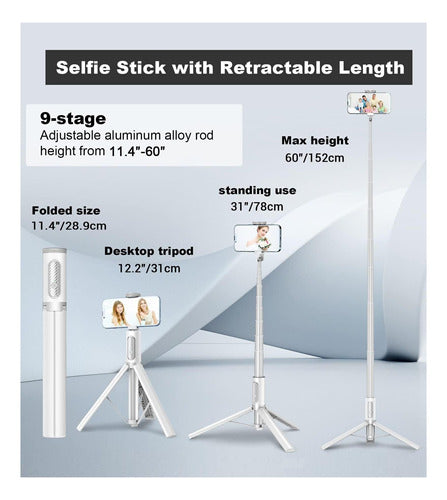 Toneof Tripod Travel Selfie Stick for Mobile Phone 2