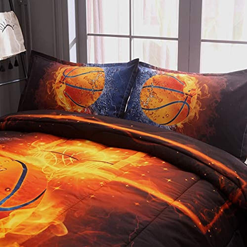 Btargot Twin Basketball And Fire Quilt Set 4