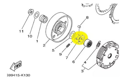 Jaula Embrague Centrifugo Original Yamaha Crypton En Cycles 1