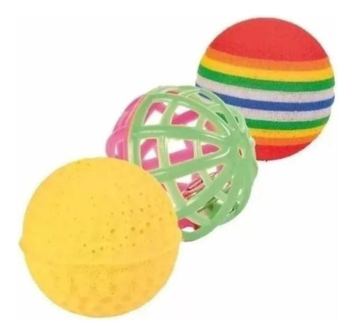 Trixie Cat Toy Balls Set of 3 Colors with Bell 0