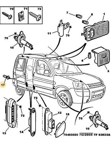 Peugeot Original Ceiling Light Switch for Capot 207/307/405/406 Partner 2